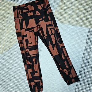 Under Armour HeatGear Compression Brown Black Leggings with Pocket – M